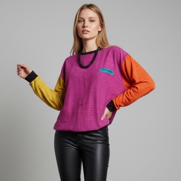 Karen Kane Colorblock Rayon Long Sleeve Top Women’s 8 - Picture 1 of 10